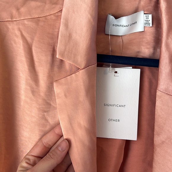 Significant Other Emile Top Papaya Pink Satin Long Sleeve - Picture 6 of 10